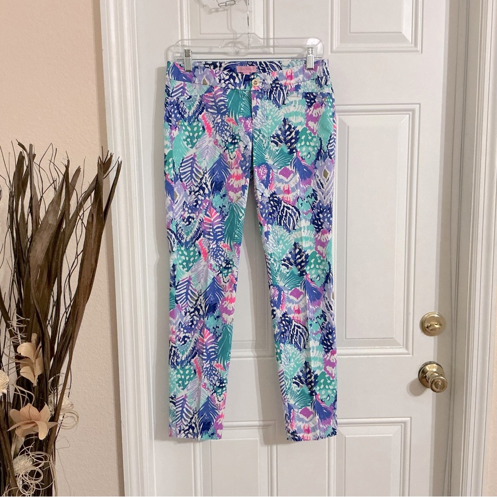 Lilly Pulitzer Kelly Quill Out Multi-color Skinny Ankle Pants Size 2 - Picture 2 of 8